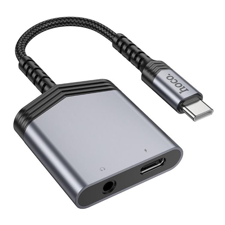 HOCO 2in1 USB-C/USB-C 27W Jack 3.5mm AUX Adapter LS39 - Grå | 505295 | AlltMobil