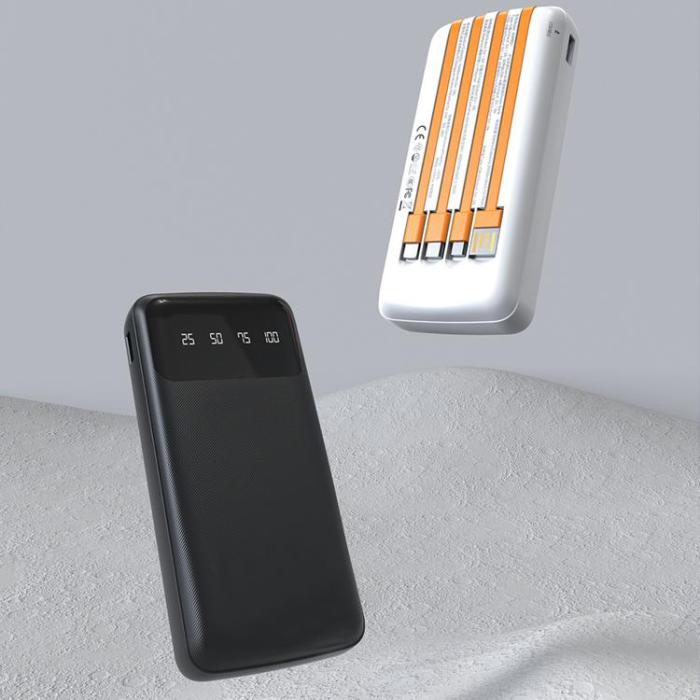 Dudao - Dudao Powerbank 10000 mAh med USB-A USB-C och Lightning Kablar K6Pro - Vit