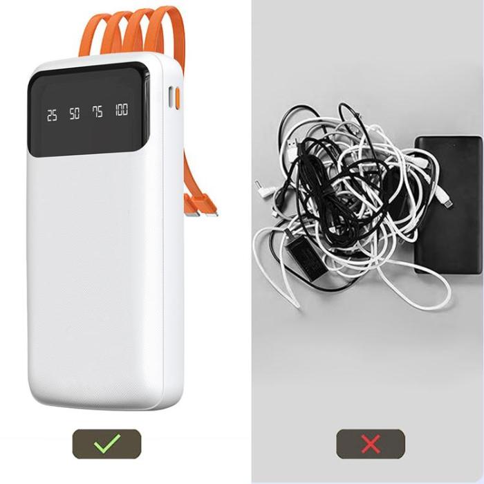 Dudao - Dudao Powerbank 10000 mAh med USB-A USB-C och Lightning Kablar K6Pro - Vit