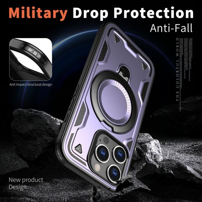 N/A - Mobilskal till iPhone 16 Pro Plast Militärt Skydd Kickstand - Lila