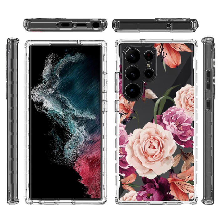 OEM - Galaxy S23 Ultra Skal Pattern Printing - Lila Flower
