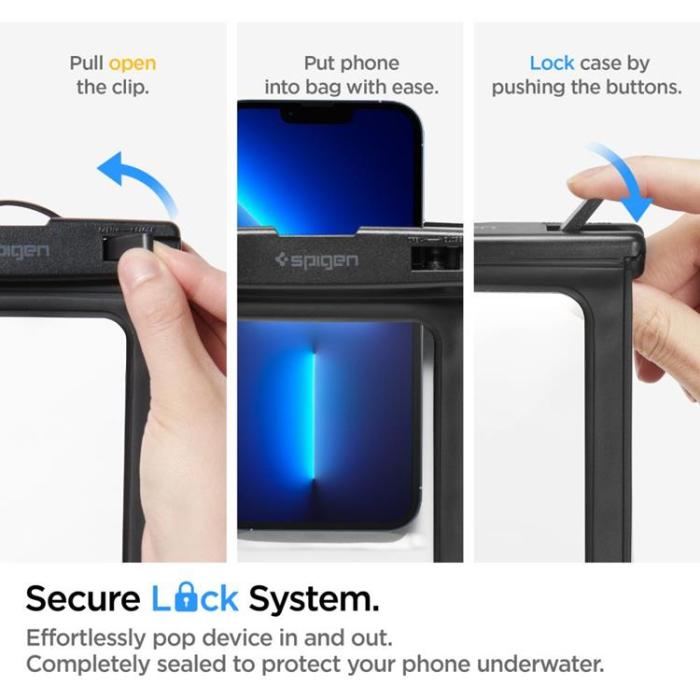 Spigen - Spigen 2-Pack Universala Vattentät Mobilväskor A601 - Svart
