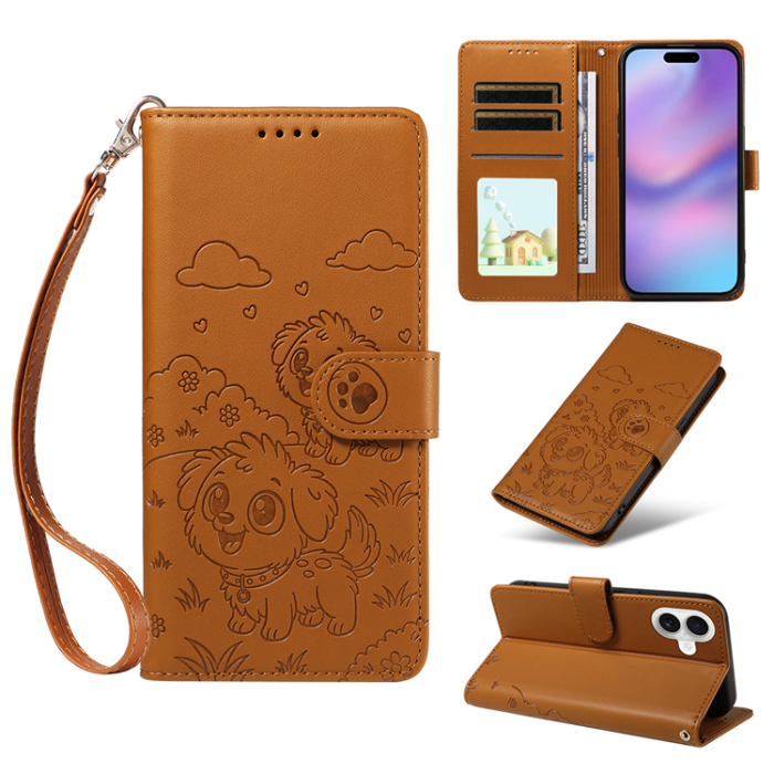 A-One Brand - iPhone 17 Plånboksfodral RFID med handledsrem - Brun