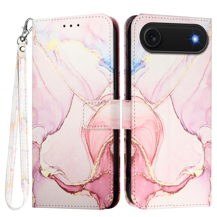 A-One Brand - iPhone 17 Air Plånboksfodral Marble Pattern med Rem LS005