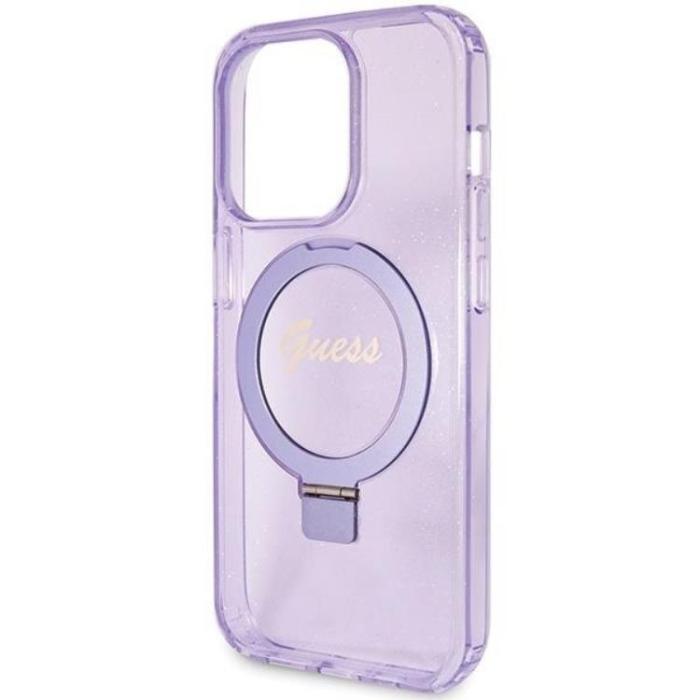 Guess - Guess iPhone 15 Pro Mobilskal Magsafe Ringställ Script Glitter