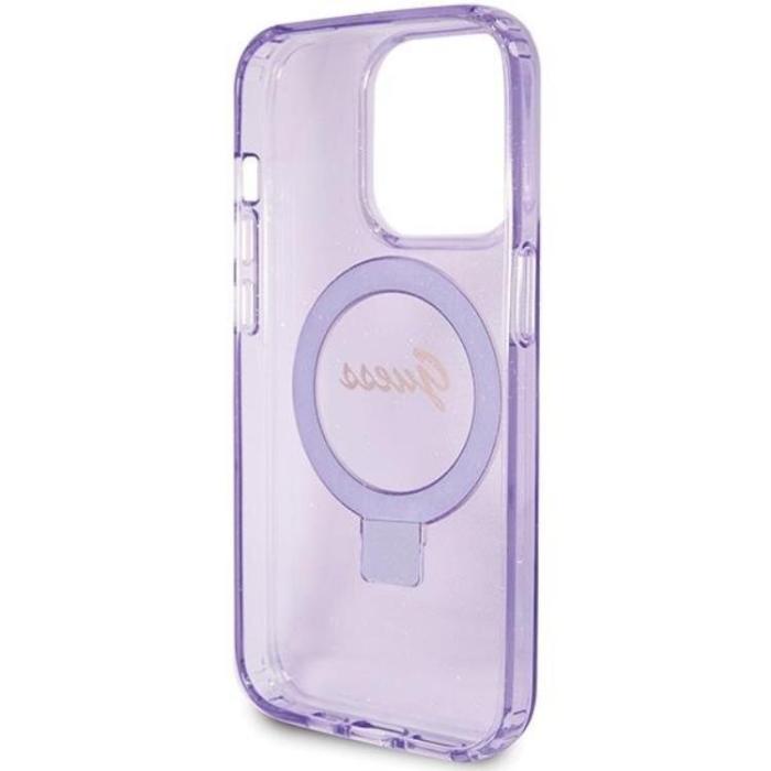 Guess - Guess iPhone 15 Pro Mobilskal Magsafe Ringställ Script Glitter