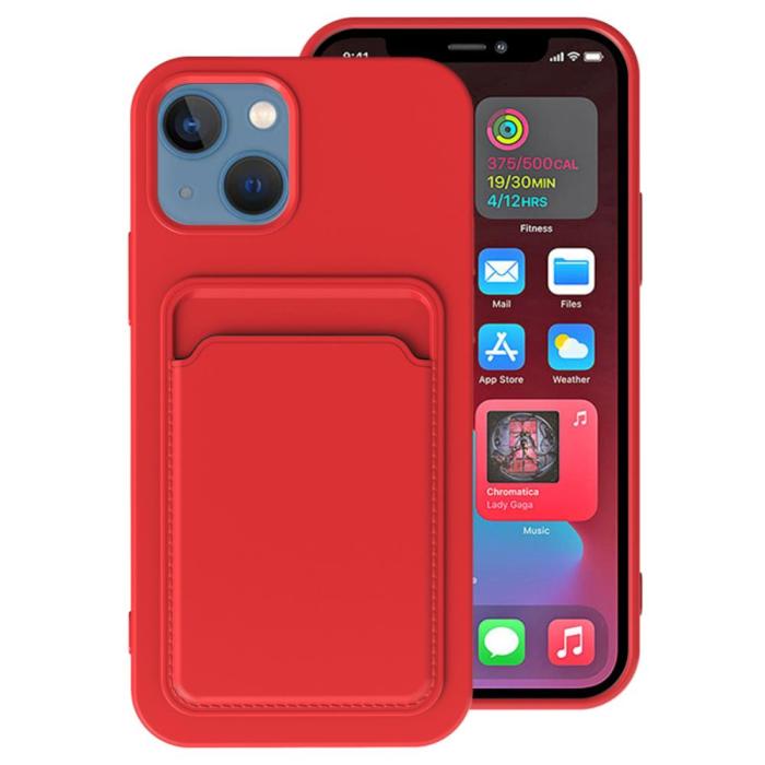 OEM - iPhone 8 Skal med Kortfack - Röd
