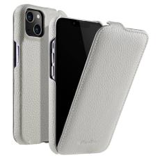 Melkco - MELKCO iPhone 13 Vertikalt Flipfodral &Auml;kta L&auml;der + PC - Vit