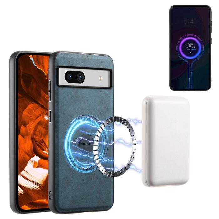 DENIOR - DENIOR D14 Google Pixel 7a Magnetfodral 2 i 1 PU+PC+TPU Blå