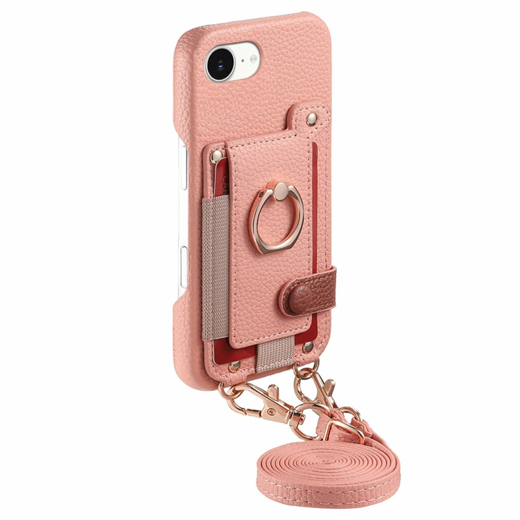 Mobilskal till iPhone 16e med Korthållare Ring Kickstand - Rosa (Rosa) | 2353 | AlltMobil