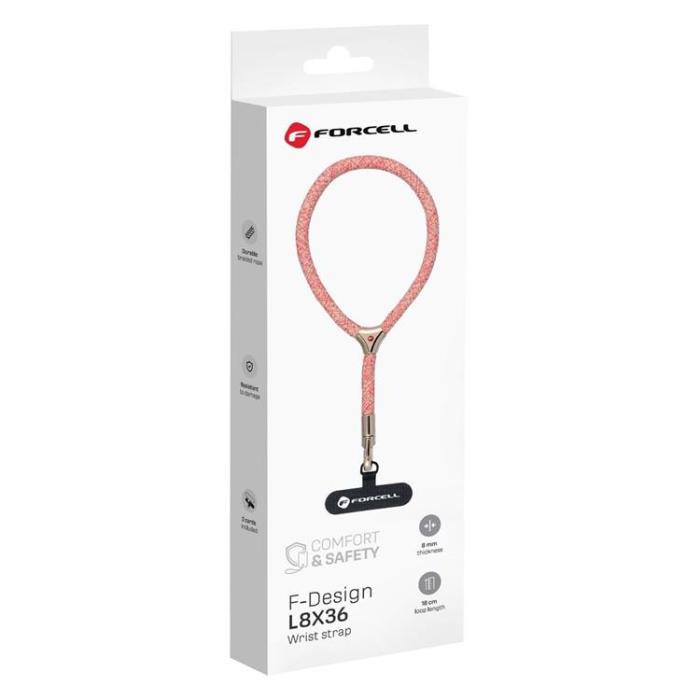 Forcell - Forcell Handled Mobilrem Lanyard med Justerbar Längd - Rosa Vit