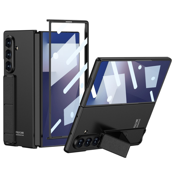 GKK - Galaxy Z Fold 7 Mobilskal Kickstativ Med Härdat glas - Svart