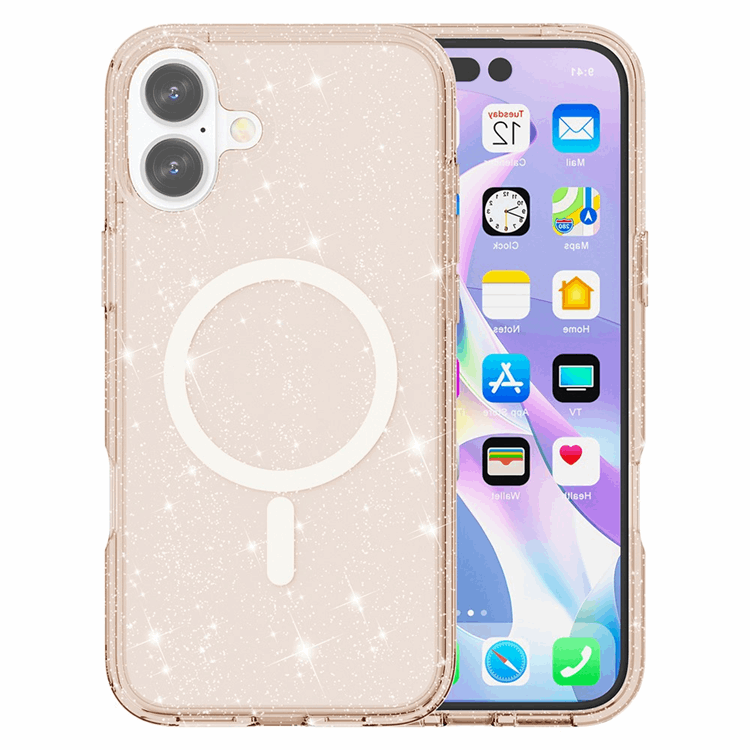 AMORUS Mobilskal till iPhone 17 Magsafe Glitter Powder PC + TPU - Guld (Guld) | 2353 | AlltMobil