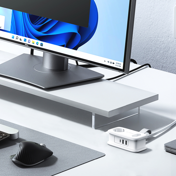 ORICO - Orico 5in1 Grenuttag 15.5W 2xUSB-A 1xUSB-C 2xAC APP - Vit