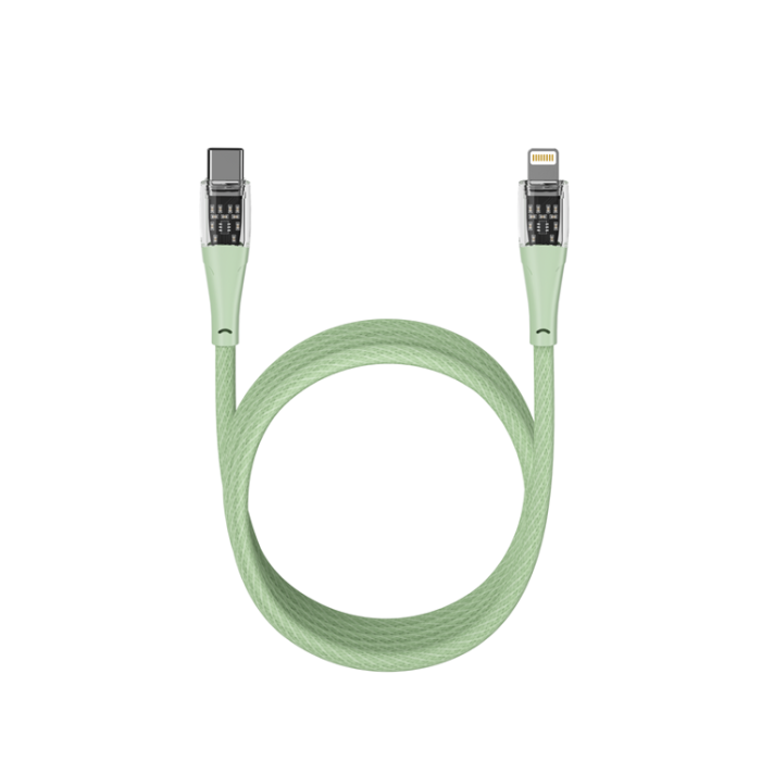 QUALO - QUALO USB-C - till Lightning Kabel 1.5m 2.4A Transparent nylon
