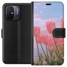 iSecrets - Pl&aring;nboksfodral till Xiaomi Redmi 12C med Rosa Tulpaner