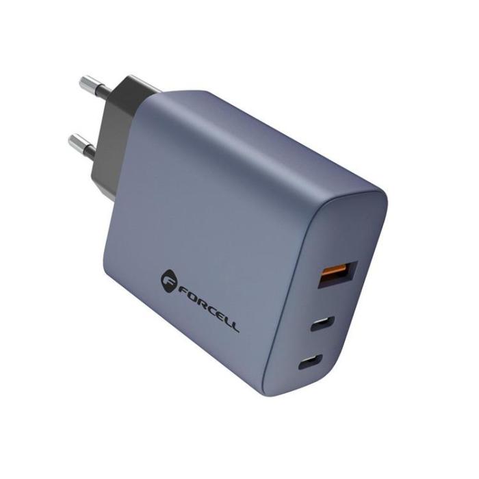 Forcell - Forcell F-Energy GaN Väggladdare 65W 2xUSB-C 1xUSB-A VT-42B - Grå