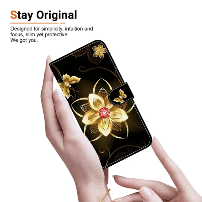 A-One Brand - iPhone 17 Pro Max Plånboksfodral Med Lanyard - Golden Flower