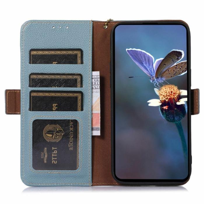 OEM - Mobilfodral för Samsung Galaxy S26 Plus Äkta läder RFID - Blå