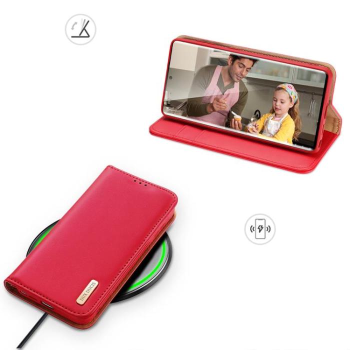 DuxDucis - Dux Ducis Galaxy S23 Ultra Plånboksfodral Äkta Läder RFID Hivo - Röd