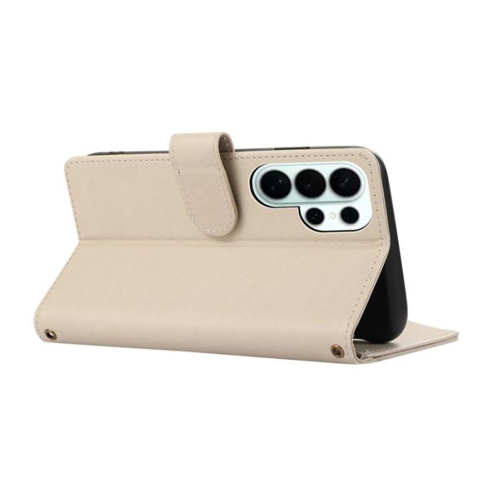 OEM - Mobilfodral för Samsung Galaxy S26 Ultra Konstläder med kortfack - Beige