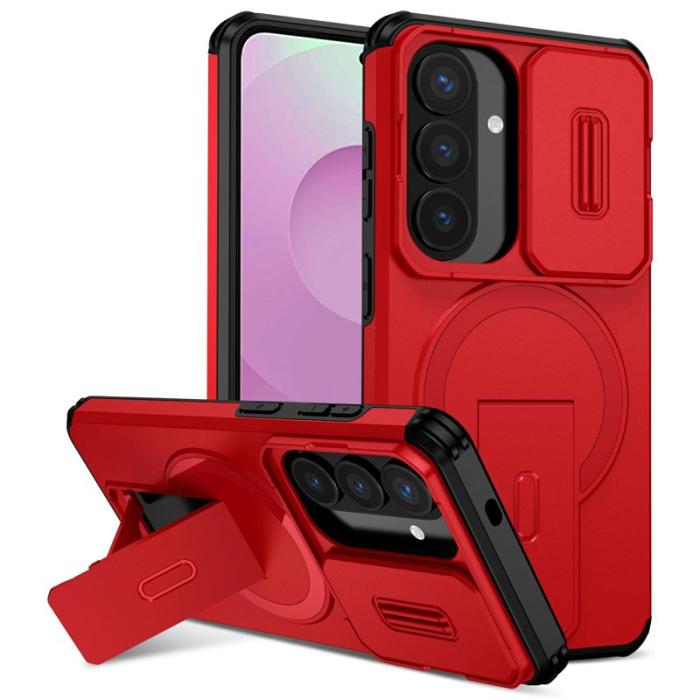 OEM - Mobilskal för Samsung Galaxy S26 Magnetiskt Kickstand PC + TPU - Röd