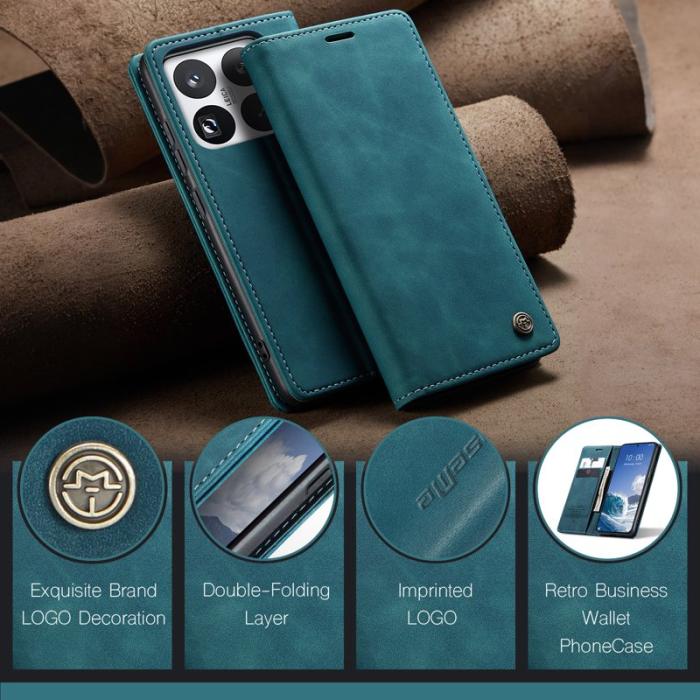 Caseme - CASEME 013 Plånboksfodral för Xiaomi 15 Pro KonstLäder - Blå