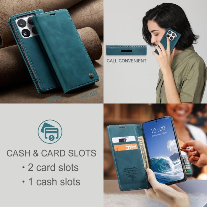 Caseme - CASEME 013 Plånboksfodral för Xiaomi 15 Pro KonstLäder - Blå