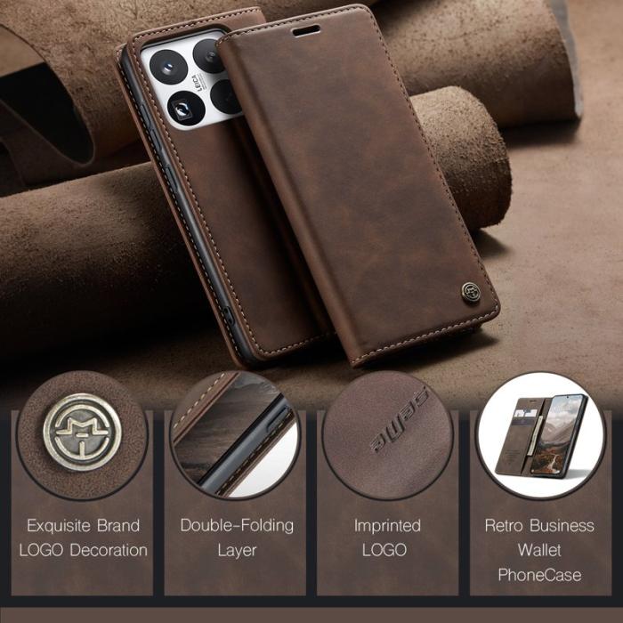Caseme - CASEME 013 Plånboksfodral för Xiaomi 15 Pro - KonstLäder - Kaffe