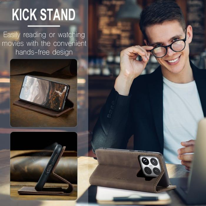 Caseme - CASEME 013 Plånboksfodral för Xiaomi 15 Pro - KonstLäder - Kaffe