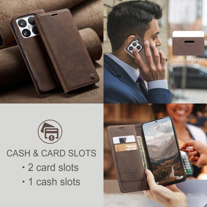 Caseme - CASEME 013 Plånboksfodral för Xiaomi 15 Pro - KonstLäder - Kaffe