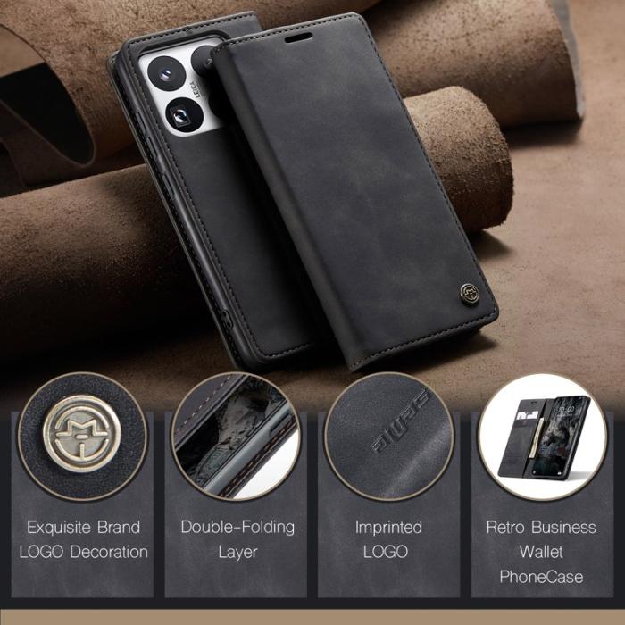 Caseme - CASEME 013 Plånboksfodral för Xiaomi 15 Pro - KonstLäder - Svart