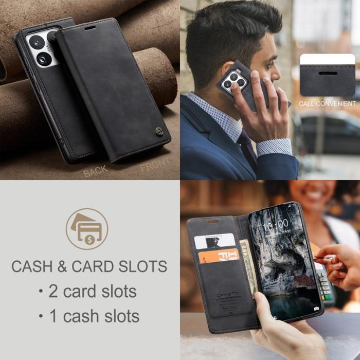 Caseme - CASEME 013 Plånboksfodral för Xiaomi 15 Pro - KonstLäder - Svart
