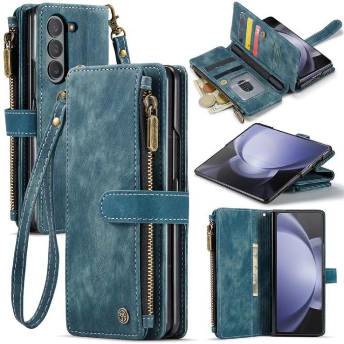 Caseme - CASEME Galaxy Z Fold 5 Plånboksfodral C30 Zipper - Blå