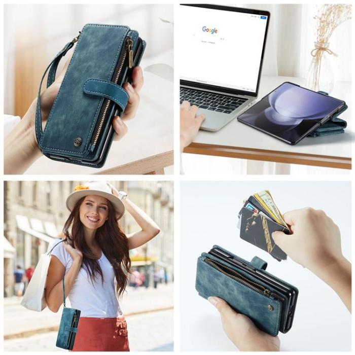 Caseme - CASEME Galaxy Z Fold 5 Plånboksfodral C30 Zipper - Blå