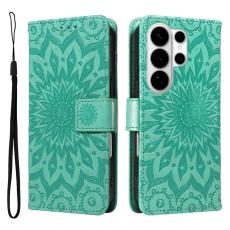 OEM - Samsung Galaxy S26 Ultra Pl&aring;nboksfodral Konstl&auml;der Solrostryck - Gr&ouml;n