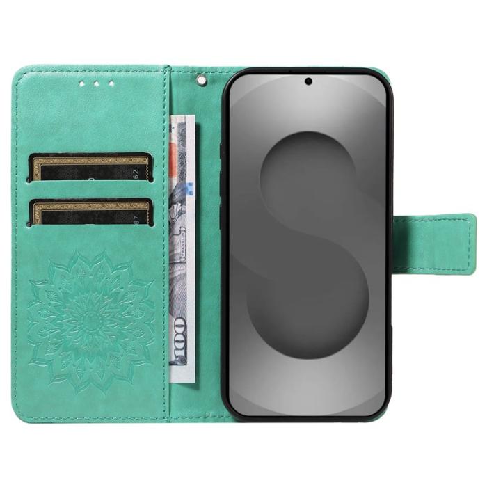 OEM - Samsung Galaxy S26 Ultra Plånboksfodral Konstläder Solrostryck - Grön
