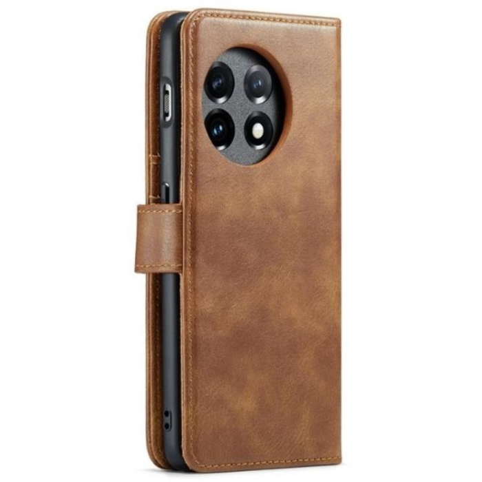 DG.MING - DG.MING OnePlus 11 Plånboksfodral Äkta Läder 2-i-1 - Brun