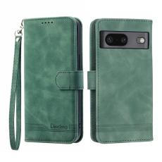DIERFENG - DIERFENG Google Pixel 7 5G Pl&aring;nboksfodral DF-03 Flip Konstl&auml;der - Gr&ouml;n