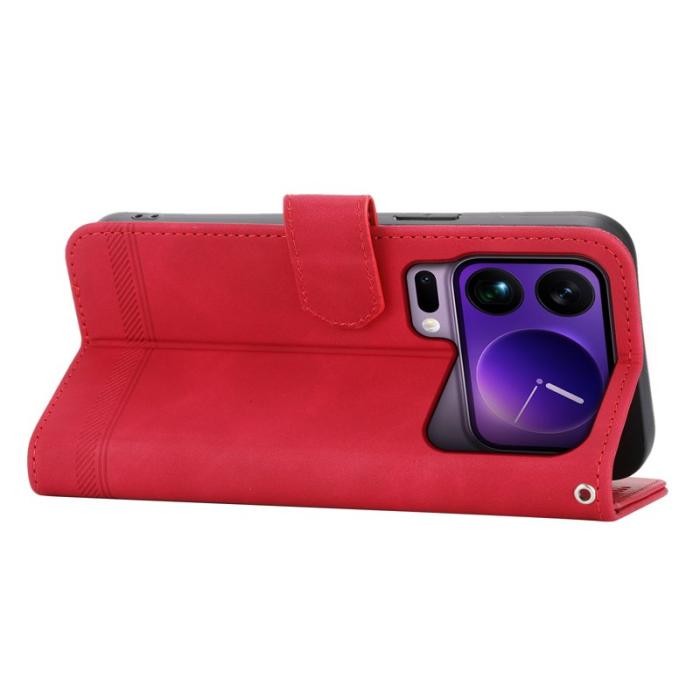 DIERFENG - DIERFENG DF-03 Xiaomi 17 Pro Max Plånboksfodral Konstläder - Röd