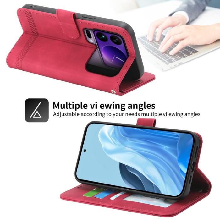 DIERFENG - DIERFENG DF-03 Xiaomi 17 Pro Max Plånboksfodral Konstläder - Röd