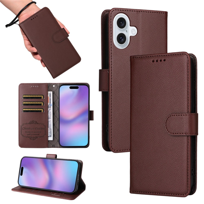 A-One Brand - iPhone 17 Plånboksfodral RFID Blocking med Handledsrem - Brun