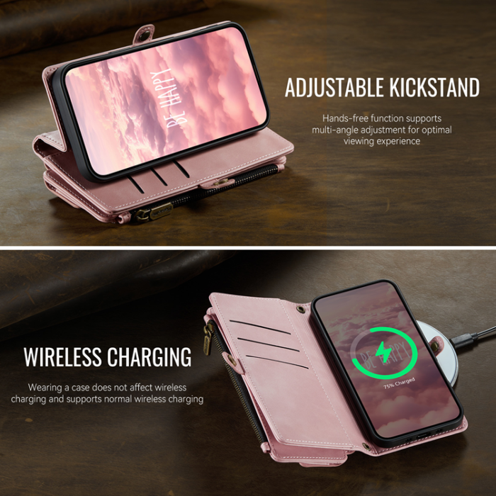 Caseme - CASEME iPhone Air Plånboksfodral Zipper RFID C39 - Rosa