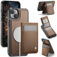 JEEHOOD - JEEHOOD J06 Konstl&auml;der fodral till iPhone 13 - Brun, MagSafe kompatibel