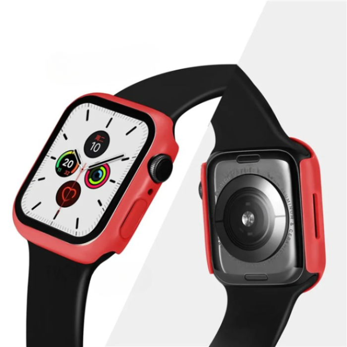 OEM - 2-i-1 Skal med Hädat glas Apple Watch 7/8 (45mm) - Röd