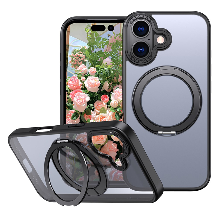 iPhone 17 Mobilskal Ring Kickstand TPU PC - Svart | 2353 | AlltMobil