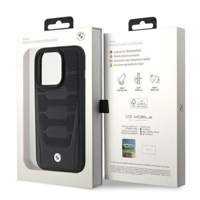 BMW - BMW iPhone 15 Pro Max Mobilskal Läder Seats Pattern - Svart