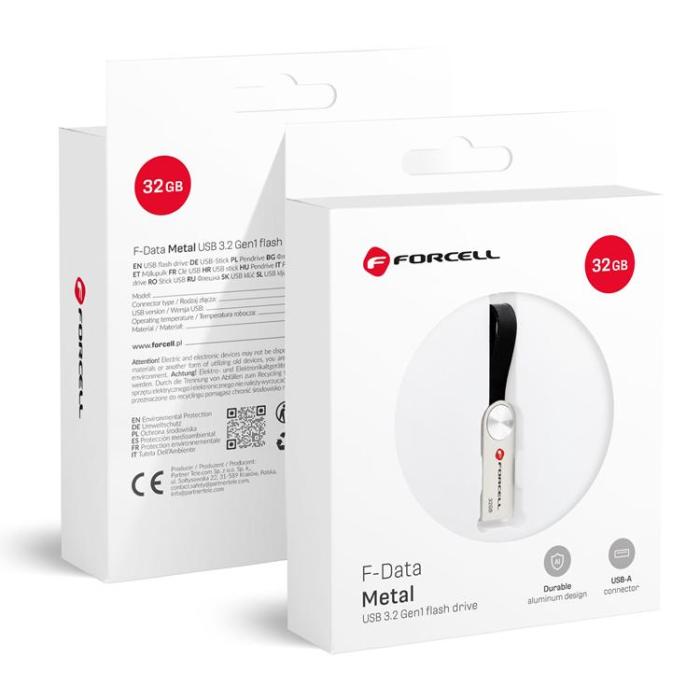 Forcell - Forcell Pendrive 32GB USB 3.2 Gen 1 USB-A F-Data Metal - Silver