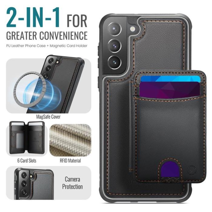 OEM - JEEHOOD Samsung Galaxy S21+ 5G Fodral KonstLäder - Svart