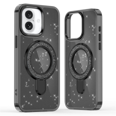 A-One Brand - iPhone 17 Mobilskal Glitter Design TPU + PC Kickstand - Svart